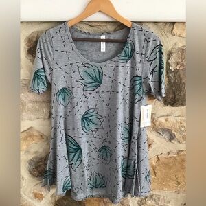 Lularoe perfect tee Gray Leaf Print Women's Top